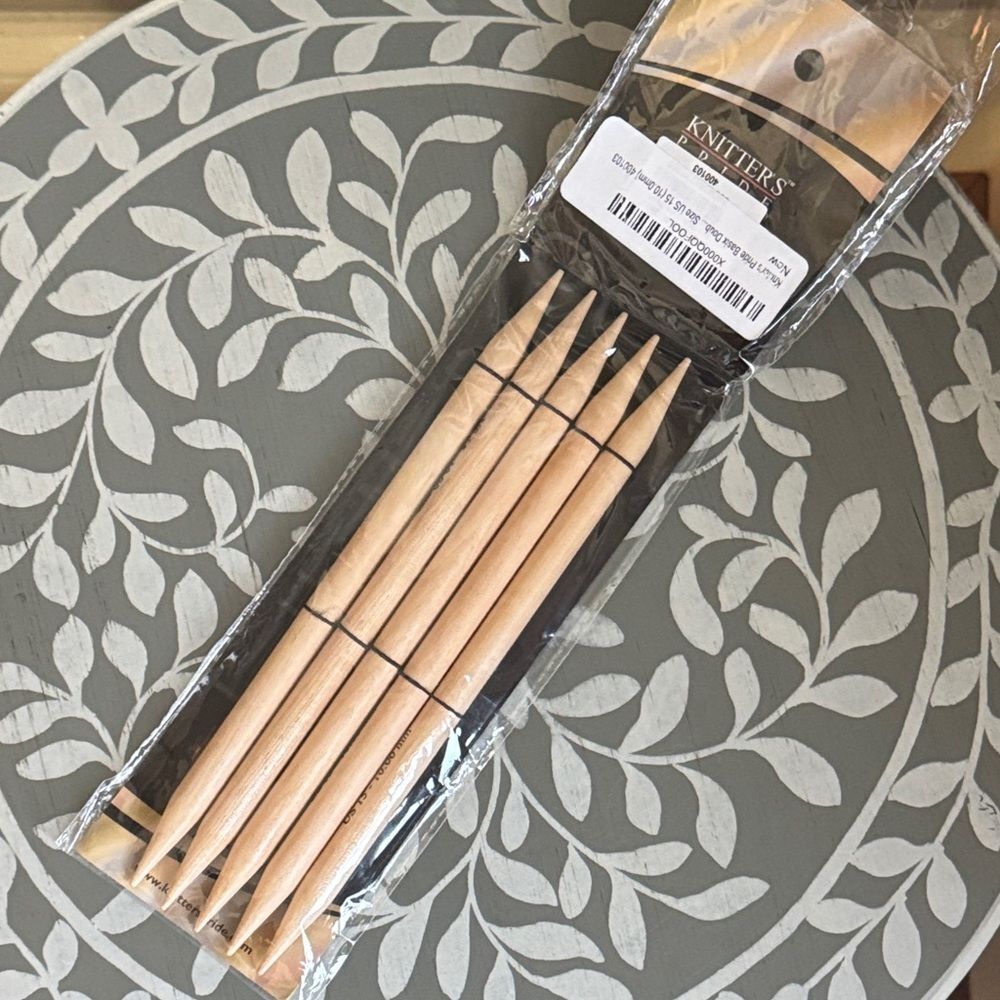 Knitter’s Pride Wooden Knitting Needles Double Point Set Sz US 15, 10.0mm NWT